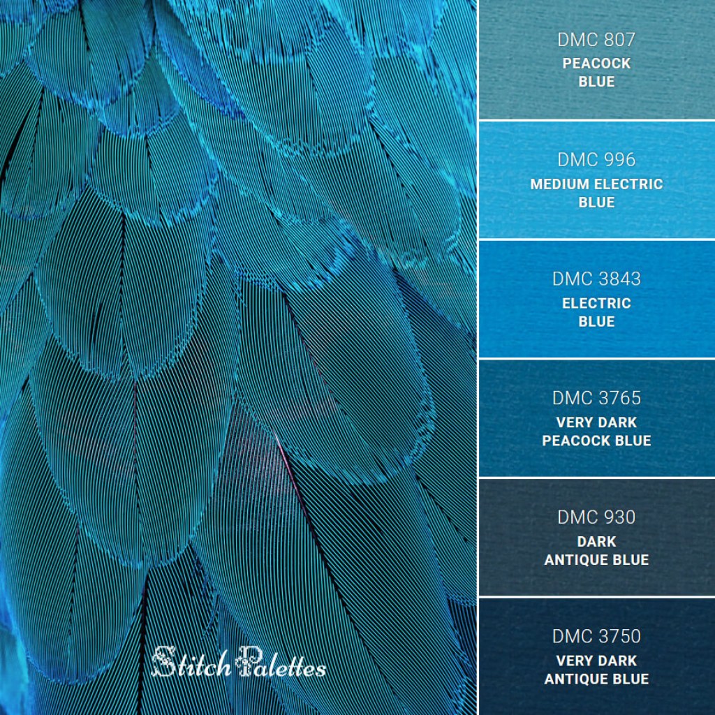 Picture of: Fluorescent Feathers – Embroidery Color Palette (With Thread Codes)