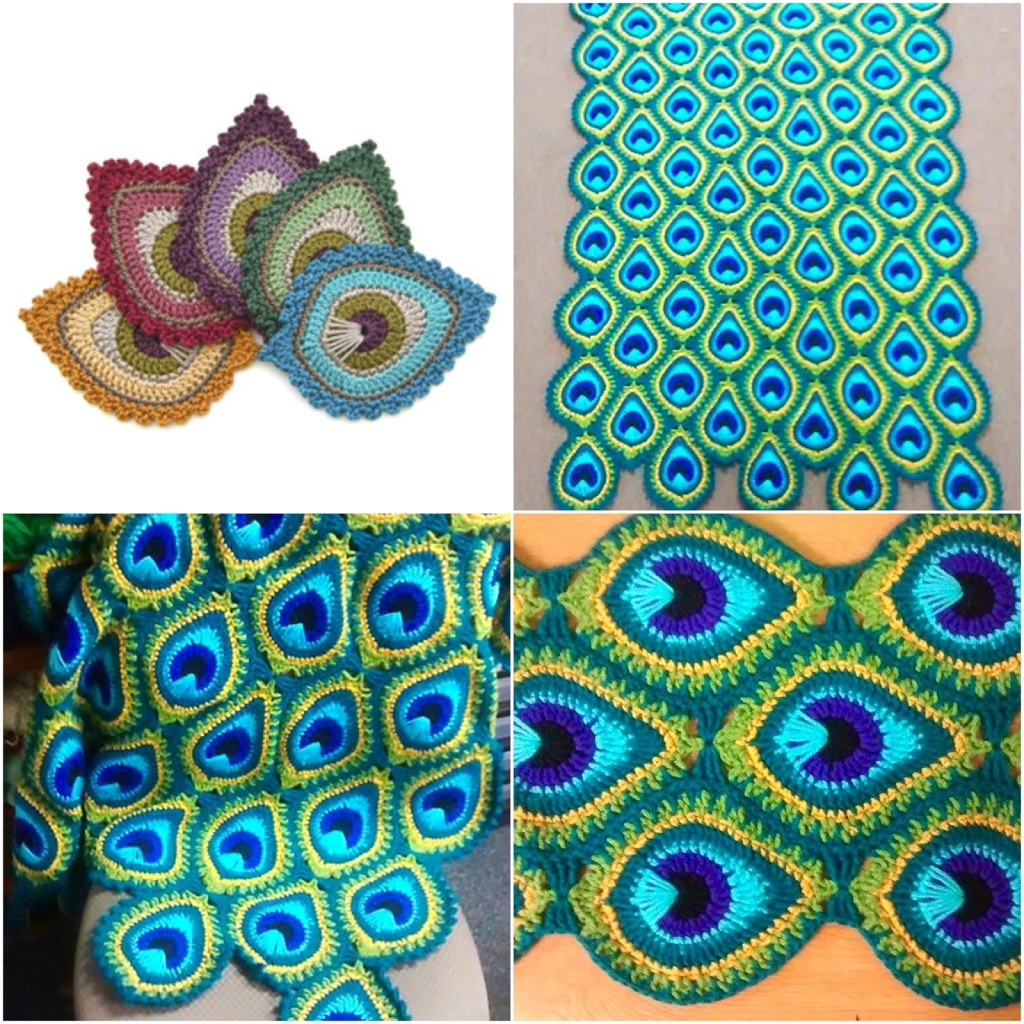 Picture of: Java Peacock Feather Motif Blanket: Free JAYG Instructions