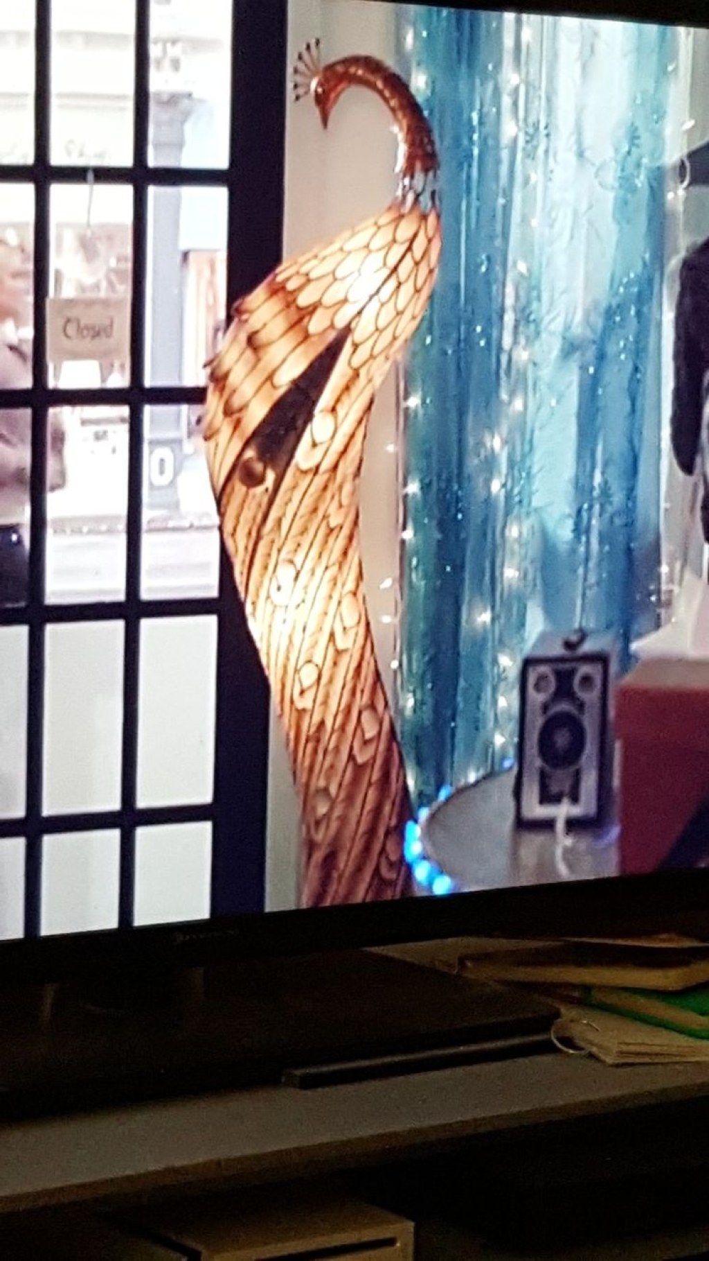 Picture of: love this peacock lamp from the good witch  Book candle, Peacock