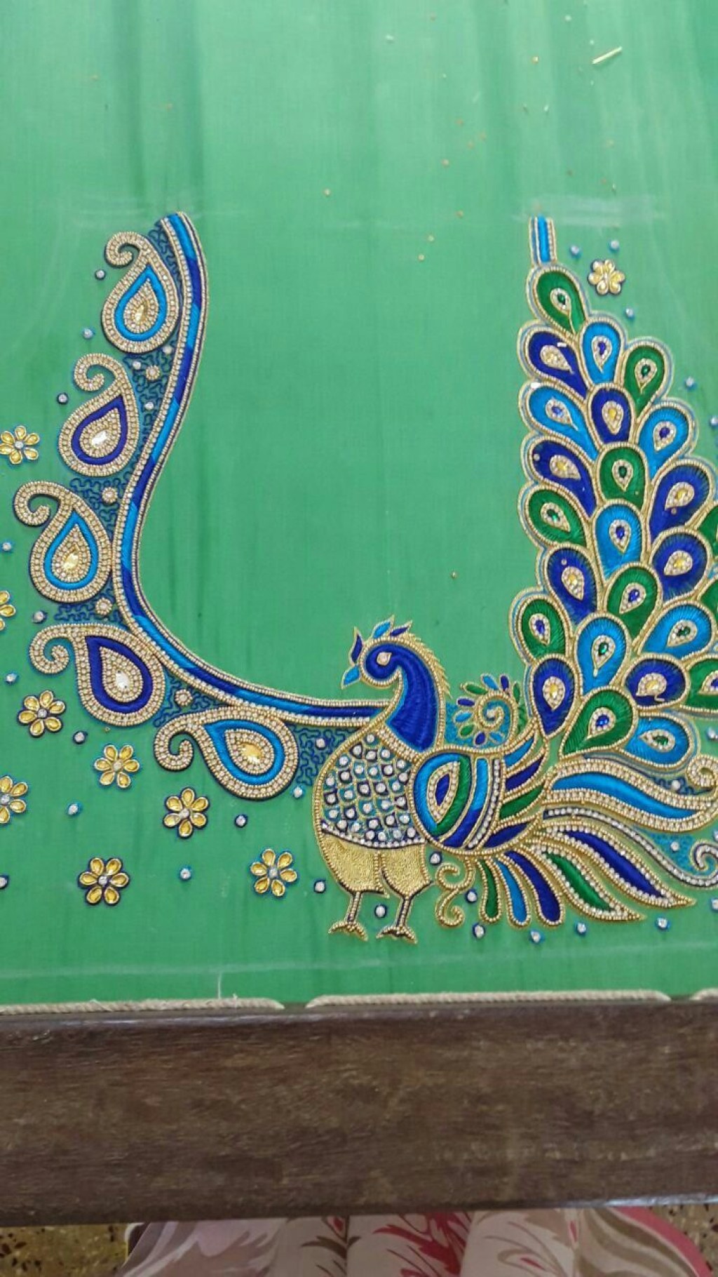Picture of: Peacick work # triple colour#  Peacock embroidery designs